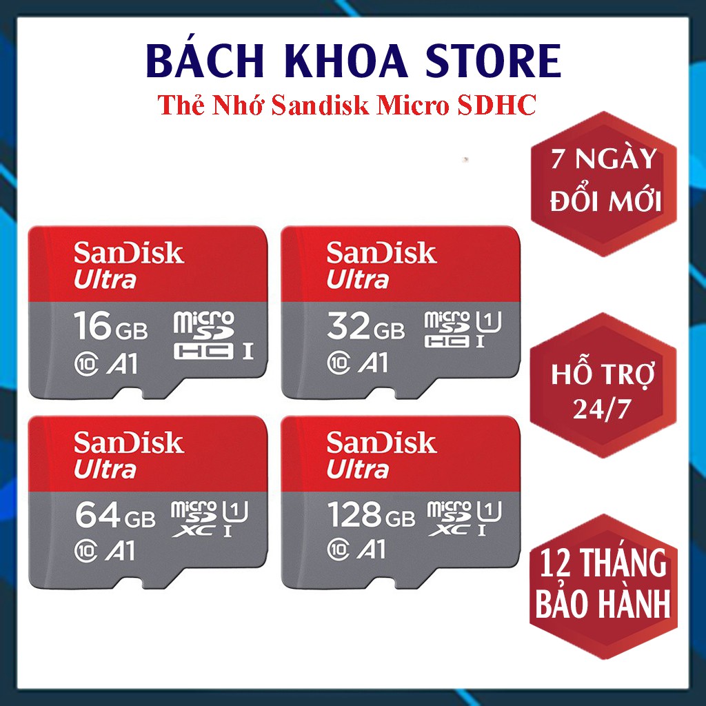 Thẻ Nhớ SanDisk MicroSDHC 64GB/32GB/16GB/8GB/4GB Ultra Tốc Độ Cực Nhanh 98 MB/S