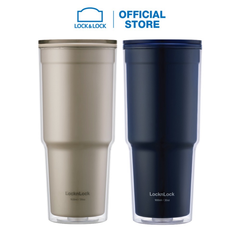 [HÀNG CHÍNH HÃNG] Ly nhựa 2 lớp Lock&Lock double wall cold cup 900ml HAP502 (2 màu)