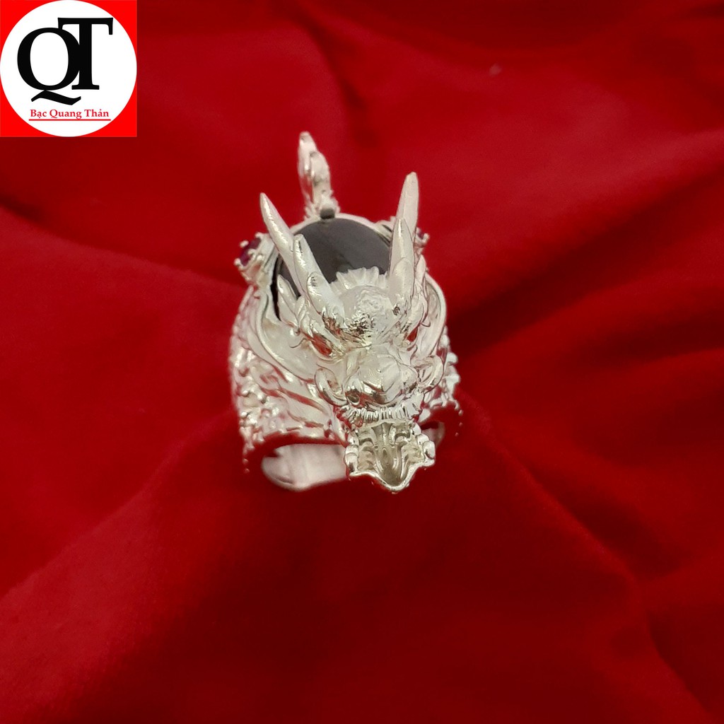Nhẫn nam Bạc Quang Thản thiết kế 3D đúc nguyên chiếc chất liệu bạc ta, phong cách cá tính  - QTNA64
