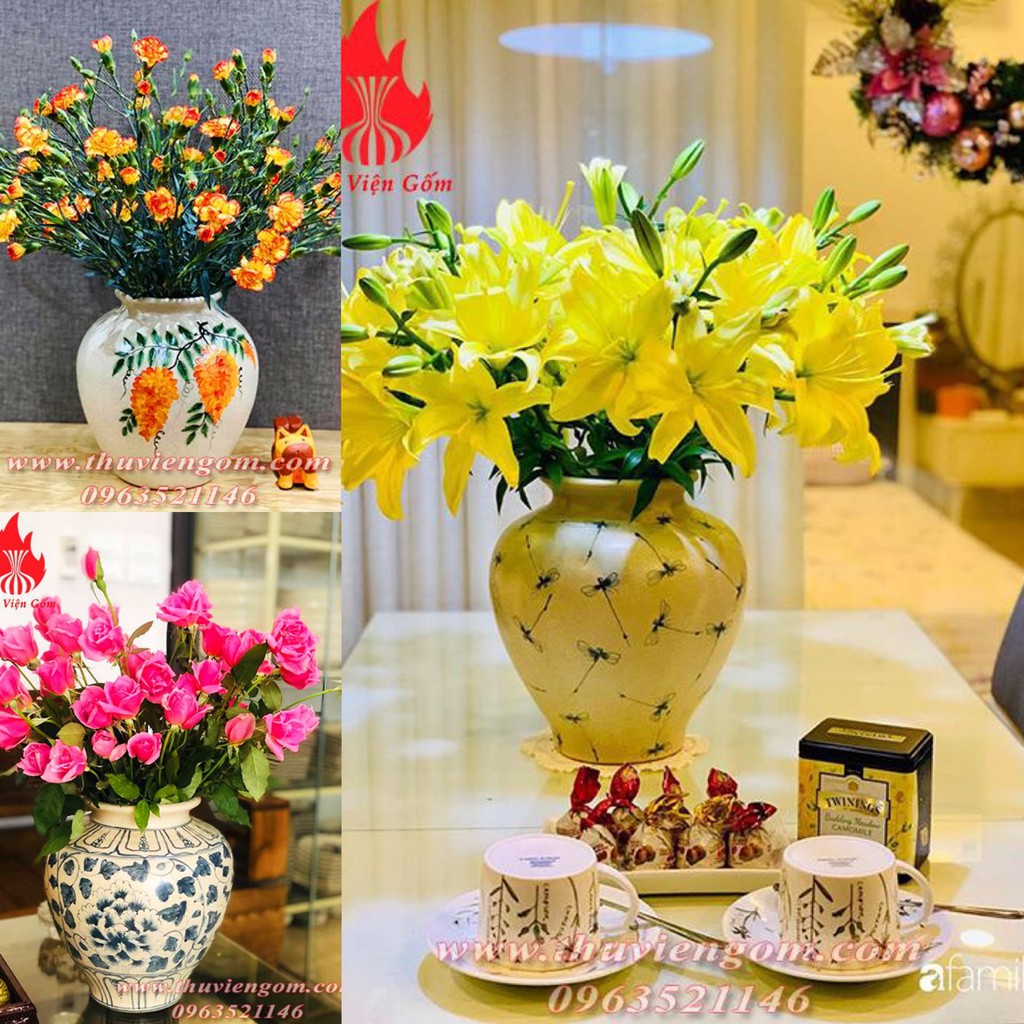 Vò cắm hoa men rạn Bát Tràng ( 6 mẫu )
