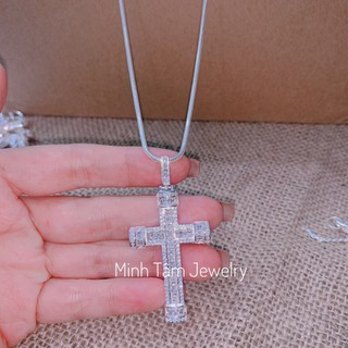 Mặt dây chuyền bạc nam chữ Thập,Bộ dây chuyền lụa Ý mặt chữ Thập bạc ta cho nam