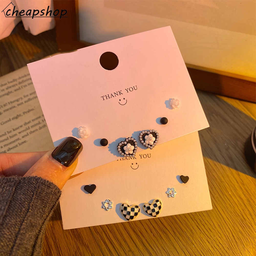 Set 3 đôi khuyên tai iF YOU mạ bạc kiểu dáng đơn giản thời trang cho nữ