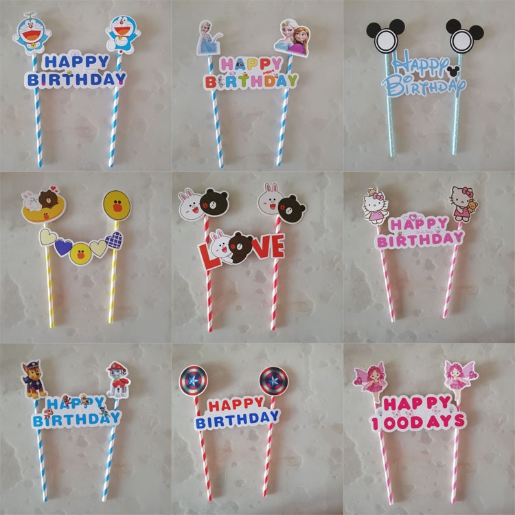 Phụ Kiện Trang Trí Bánh Kem Hình Hoạt Hình Dễ Thương