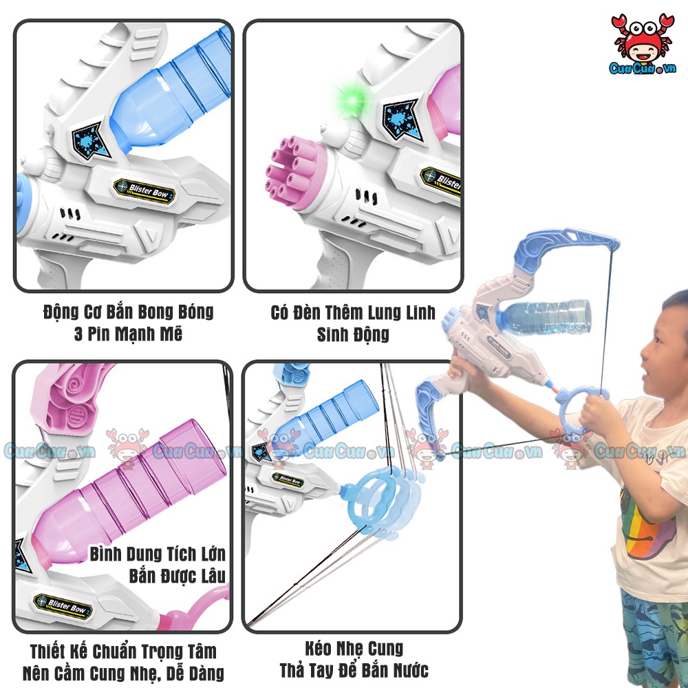 Cung bắn bong bóng, cung tên bắn nước đồ chơi ngoài trời mẫu súng nước bắn bong bóng cỡ lớn cho bé vui chơi vận động