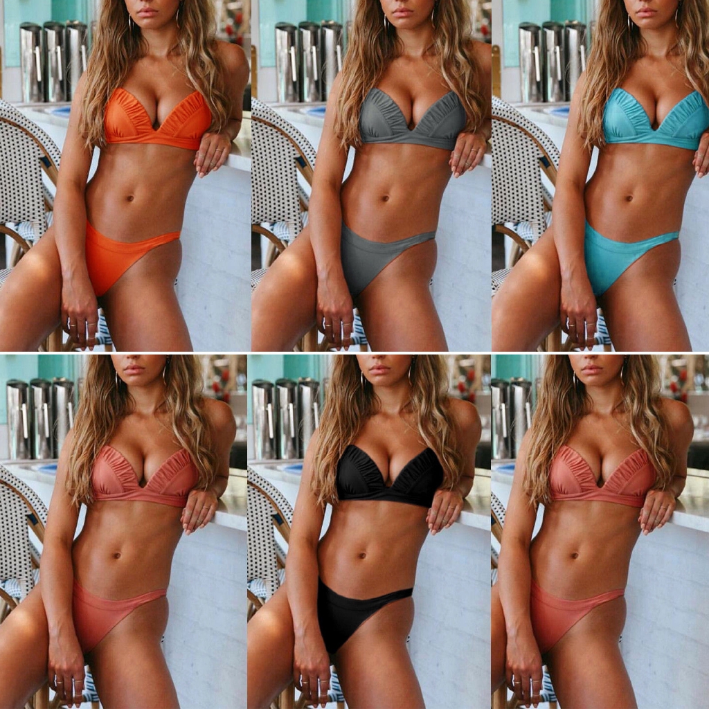 Bikini nữ phối dây có đệm nâng ngực phong cách Brazil