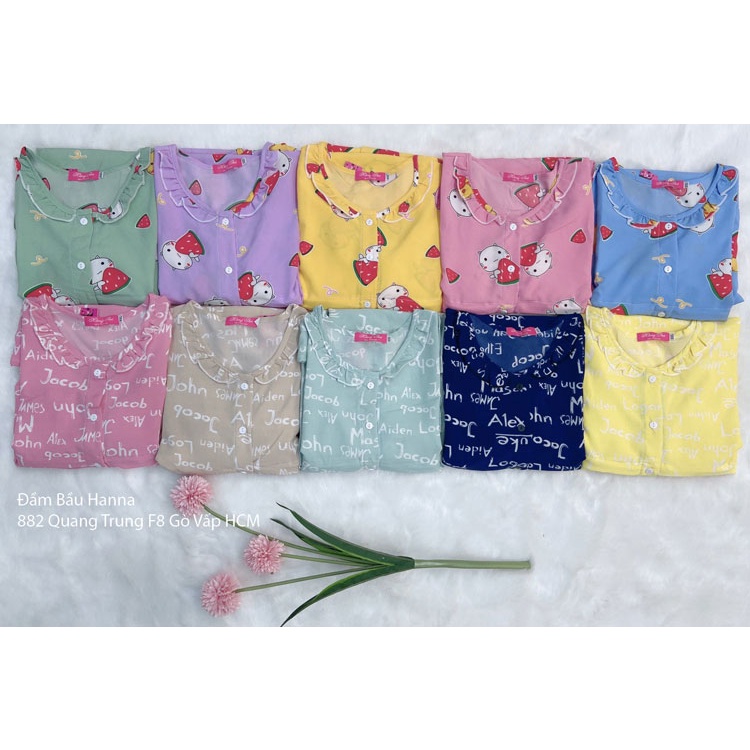 [SIZE 40-70KG] Đồ bộ bầu cho bé ty mặc bầu và sau sinh tay dài quần dài có lưng thun điều chỉnh vải lụa mango thoáng mát