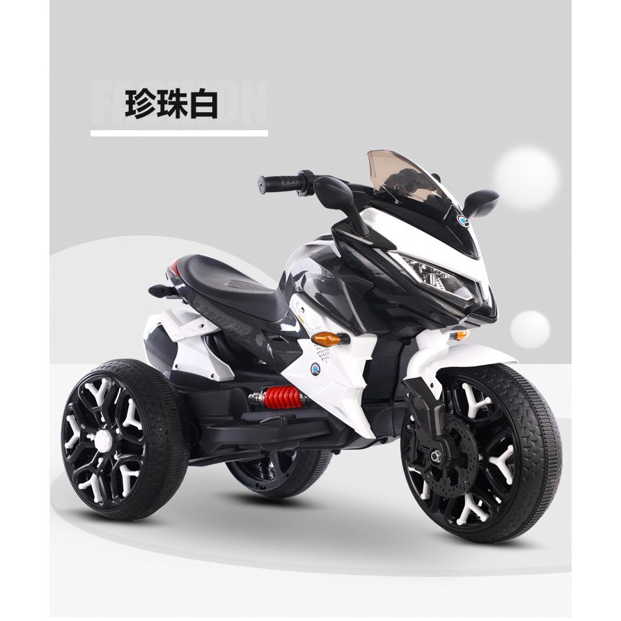 Xe máy điện moto 3 bánh trẻ em BNM 5188 đồ chơi đạp ga 2 động cơ (Đỏ-Trắng-Xanh-Vàng)