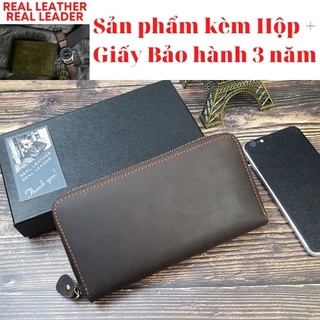 [DA THẬT] Ví Dài Nam Nữ Cầm Tay Da Bò Sáp WL119 Bóp Da Thật Cao Cấp Chuẩn Hàng Hiệu Đựng Tiền Nhiều Ngăn Siêu Đẹp