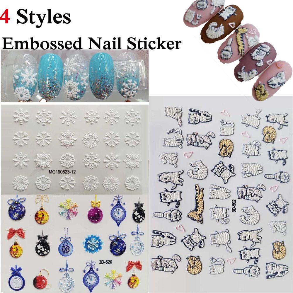 Miếng Dán Trang Trí Móng Tay Tự Dính Họa Tiết Giáng Sinh 6D DIY