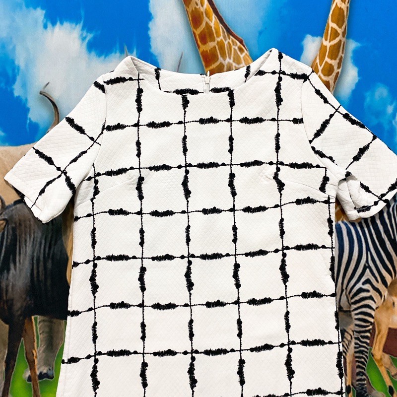 Size M đầm trắng kẻ ô vuông to suông ngắn tay | BigBuy360 - bigbuy360.vn