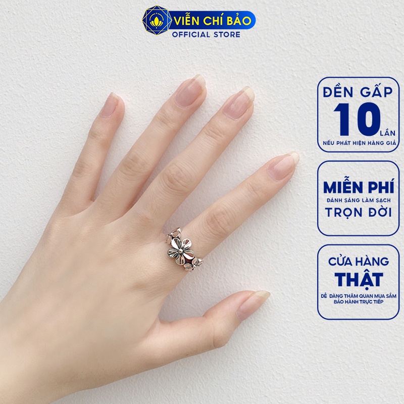 Nhẫn bạc nữ Doris Flower hình hoa free size bạc Thái 925 thời trang phụ kiện trang sức nữ Viễn Chí Bảo N000400