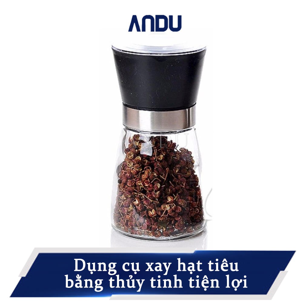 Lọ Xay Hạt Tiêu Cầm Tay, Lọ Đựng Gia vị Bằng Thủy Tinh Tiện Lợi