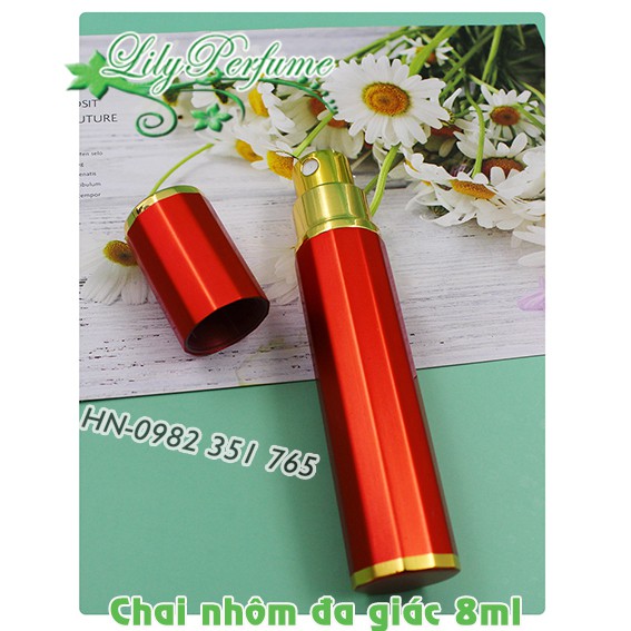 Lọ chiết nước hoa 2 lớp nhôm đa giác 8ml Vỏ chiết Ống chiết Chai chiết nước hoa