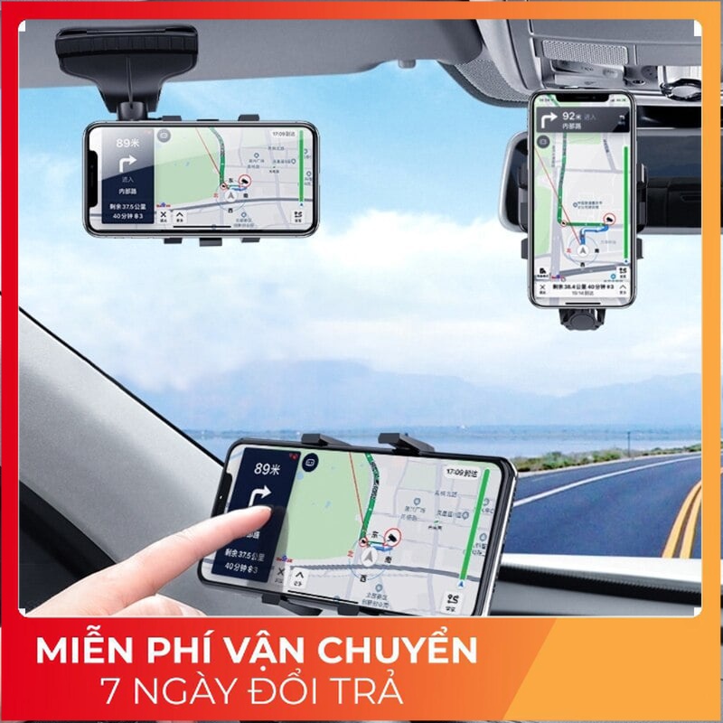 Giá đỡ kẹp điện thoại vô lăng để trên xe hơi ô tô xoay 360 độ chống rung treo đa điểm trên taplo (cao_nhien_thith)
