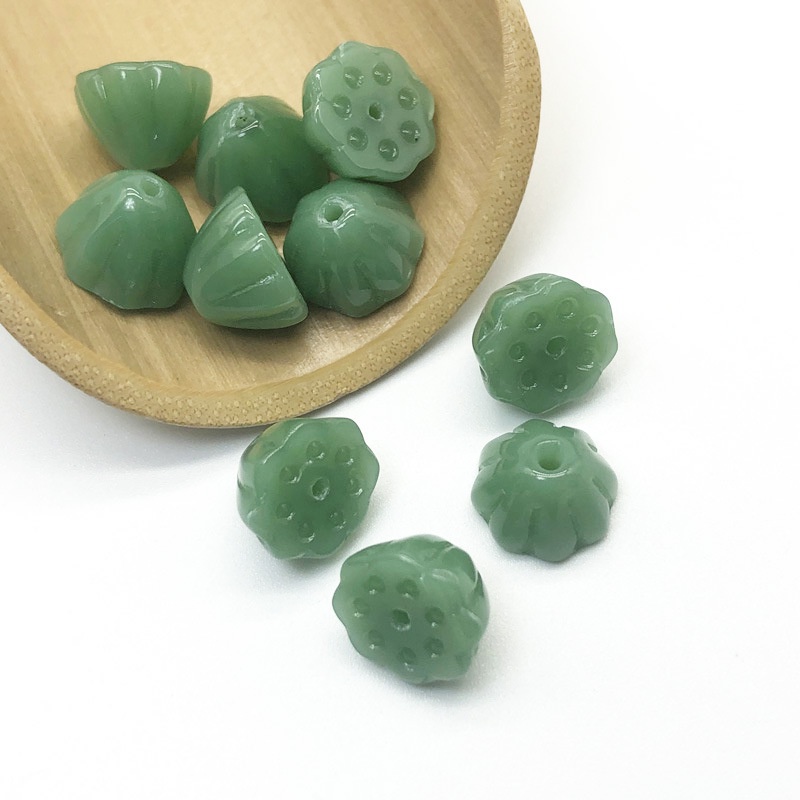 (5 cái)Nhụy hoa sen thủy tinh 8*11mm, Nguyên liệu làm trang sức cổ trang, Nguyên liệu diy