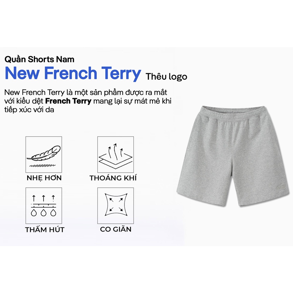 Quần Short Nam New French Terry V2 co giãn (thêu logo) - thương hiệu Coolmate | BigBuy360 - bigbuy360.vn