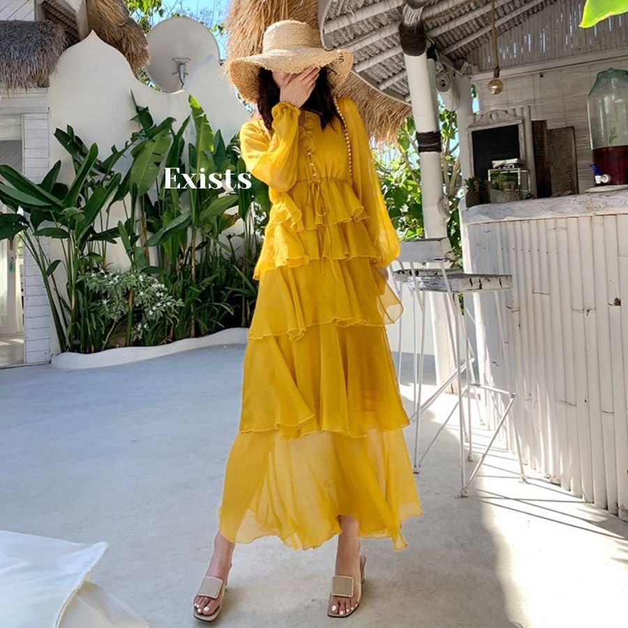 Đầm maxi vàng chanh tầng xòe EXDC29 EXISTS BEAUTY | BigBuy360 - bigbuy360.vn