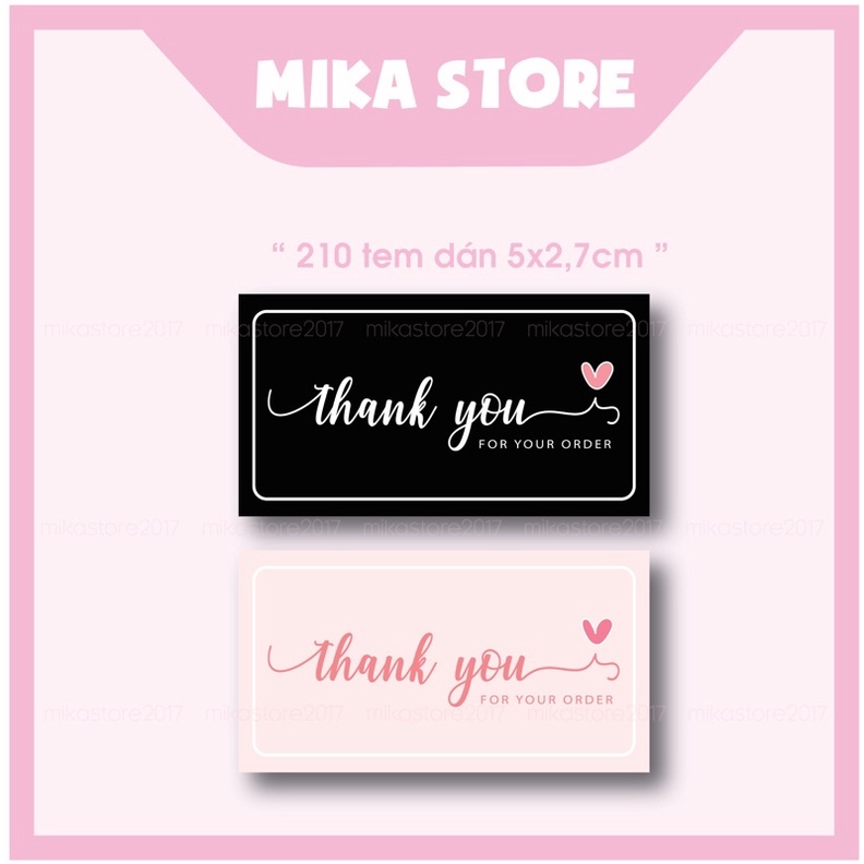 Set 210 Tem Dán Thank You , Tem Cảm Ơn , Sticker Cảm Ơn