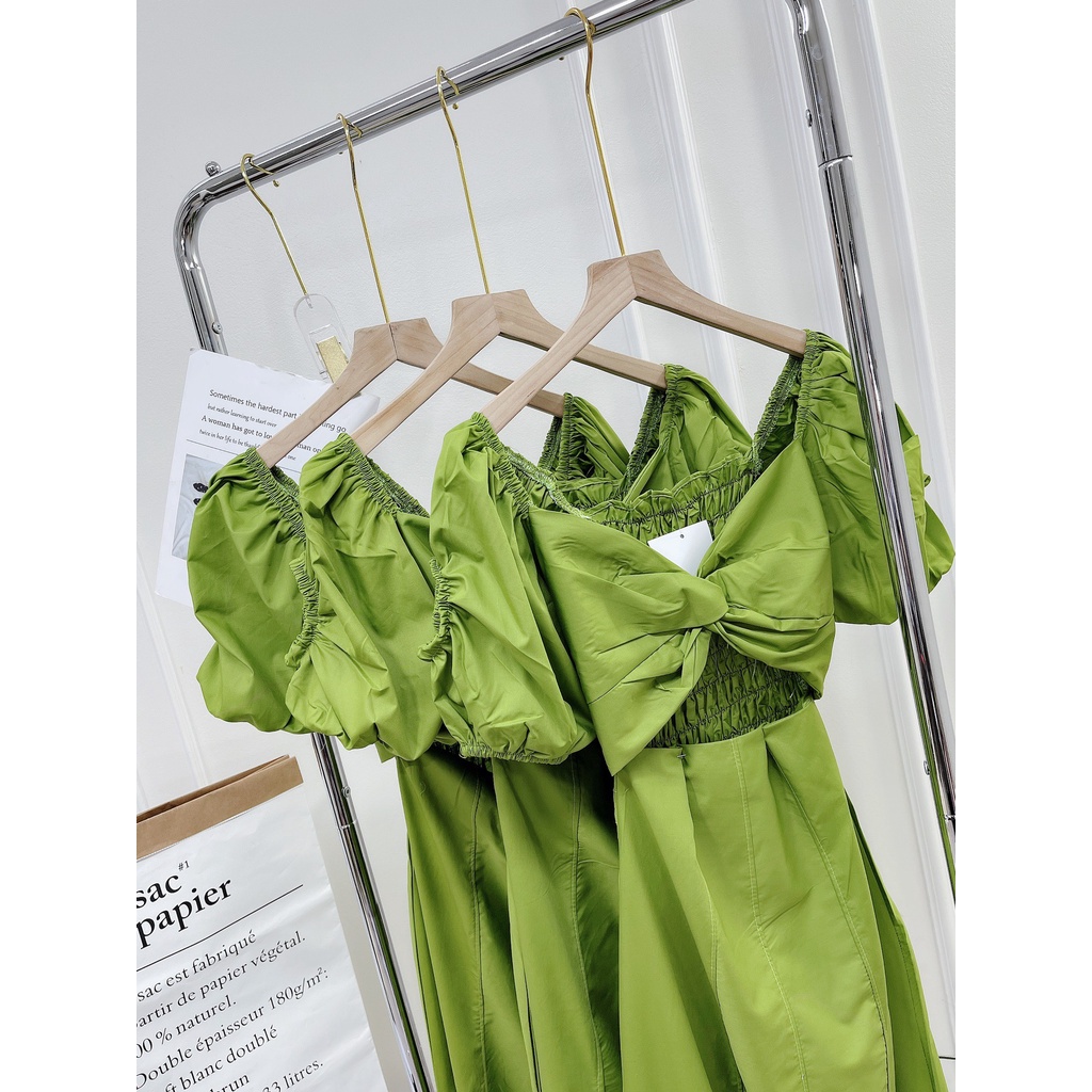 [ 𝐅𝐑𝐄𝐄 𝐒𝐇𝐈𝐏 ]  VÁY NỮ RÚM NGỰC TAY BỒNG HỞ EO ĐẦM MAXI