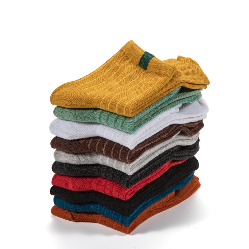 Tất Cổ Cao Vớ Cổ Cao Nam Nữ Kiểu Dáng Retro Vạch Nổi 493 Vải Cotton Co Giãn Thời Trang - Hazo