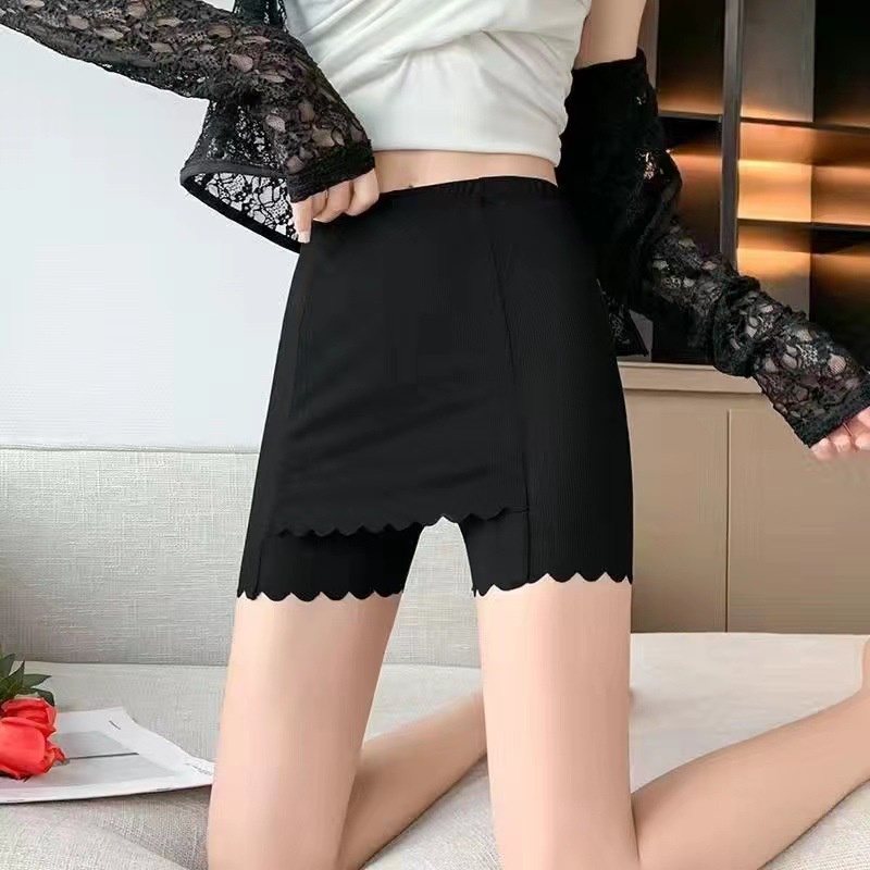 Quần Legging Ngắn Hai Lớp Bằng Lụa Lạnh Siêu Mềm Co Giãn Không Hai Lớp
