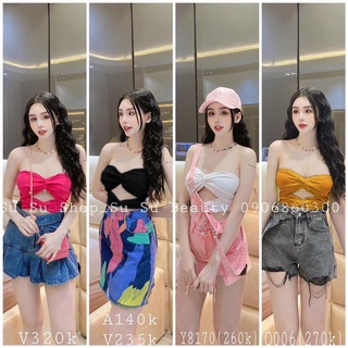 Áo ống xốp croptop xoắn ngực xoắn bụng có mút sexy