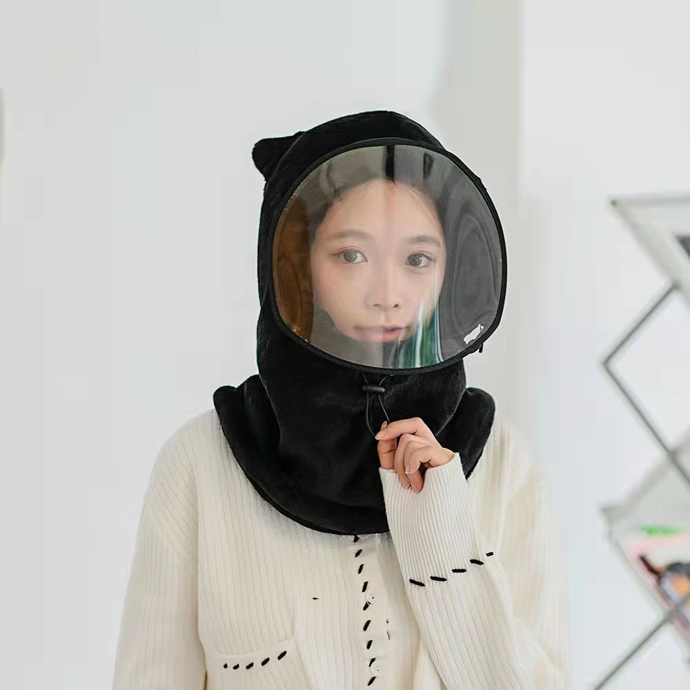 Mũ Len Thu đông trùm đầu mặt nạ bảo vệ chống gió cổ và cổ áo tích hợp mũ bảo vệ tai