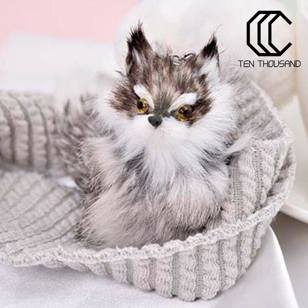 ♋Móc Khóa Hình Con Cáo Phối Lông Xinh Xắn Giá Đỡ