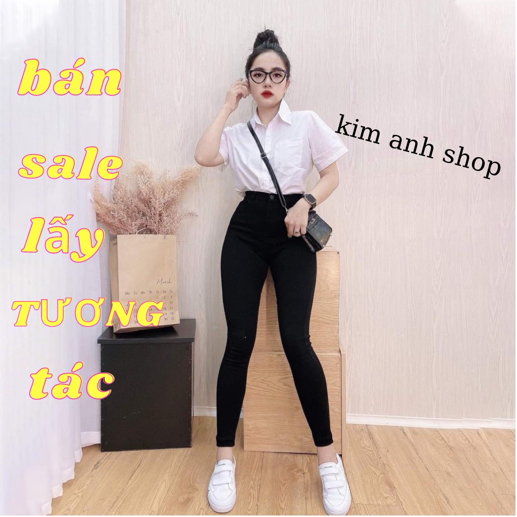 Quần jean nữ skinny lưng cao chất liệu bò giấy cao cấp co dãn bốn chiều,ống bó nâng mông tôn dáng mã 76_Kim Anh Shop