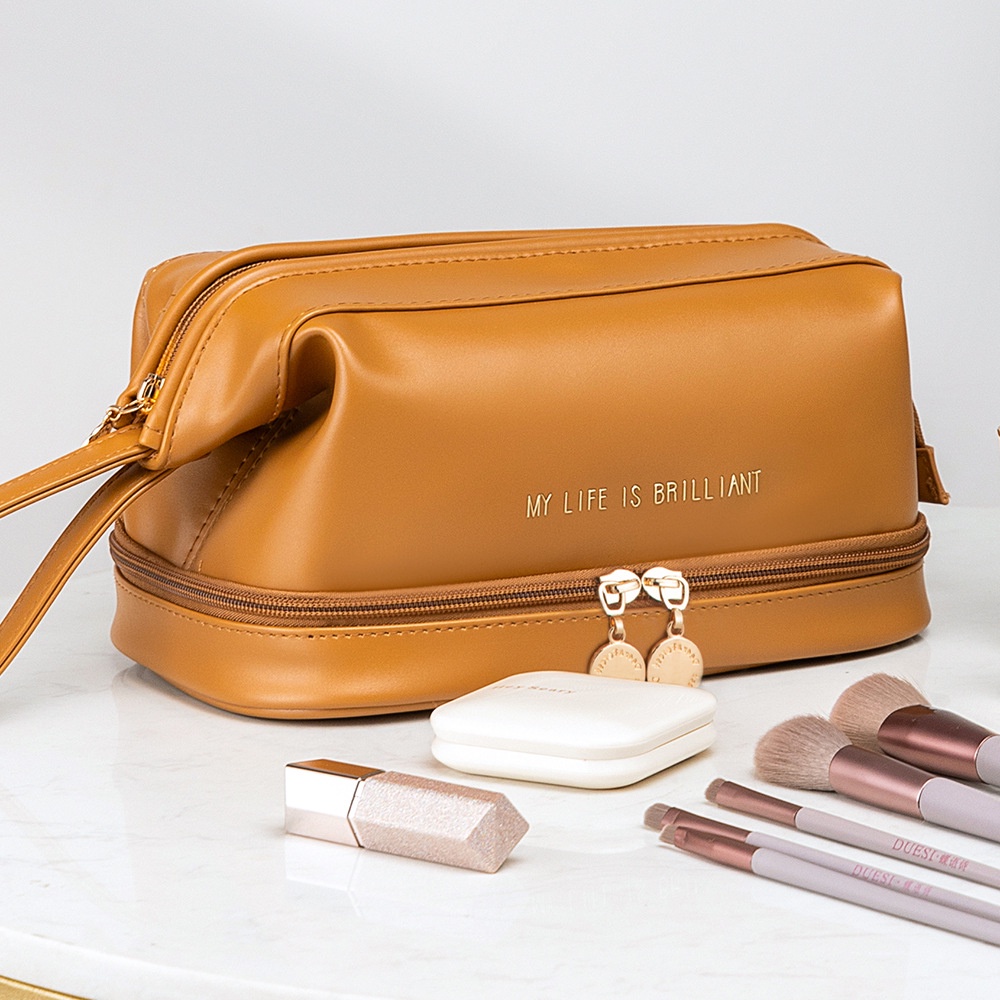 Túi Da PU Đựng Mỹ Phẩm Cỡ Lớn Tiện Dụng Khi Đi Du Lịch