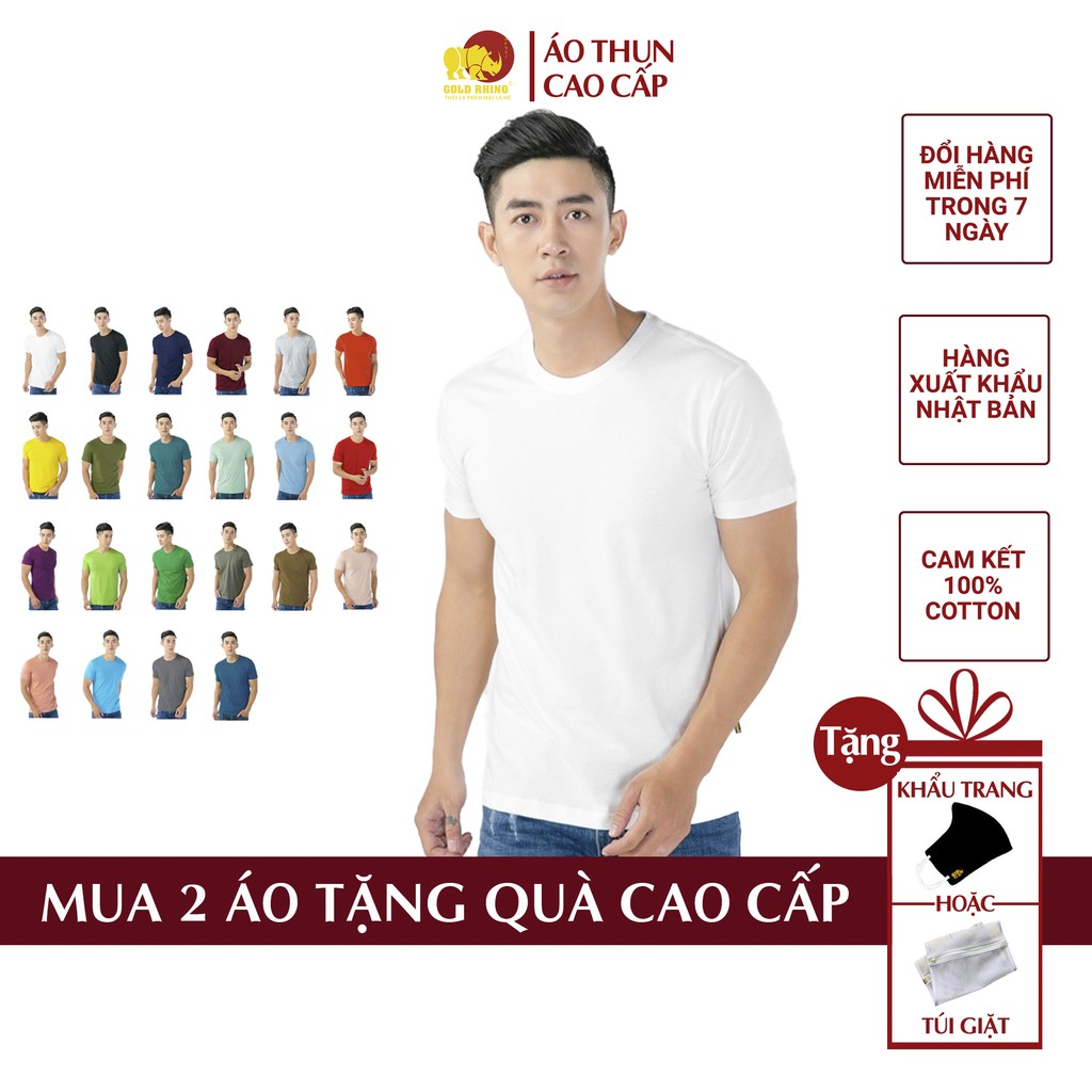 Áo thun nam trơn Gold Rhino 100% cotton, áo phông nam trơn xuất khẩu Nhật Bản QT1