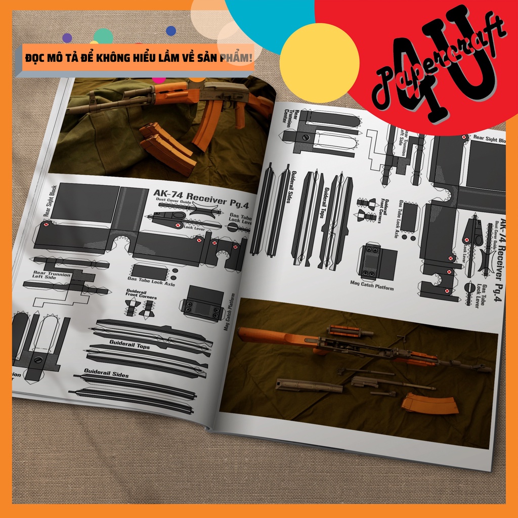 Mô hình giấy 3D , đồ chơi lắp ráp mô hình giấy AK-74 tỉ lệ 1:1 - Giành cho người chơi mô hình giấy