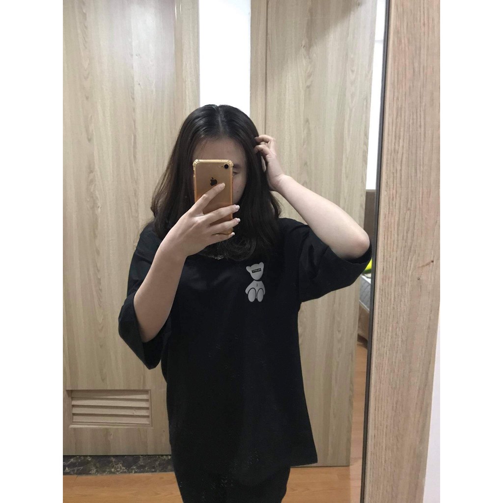 Áo phông nam nữ GẤU TEDDY HANDSOME phản quang bạc tay lỡ Unisex