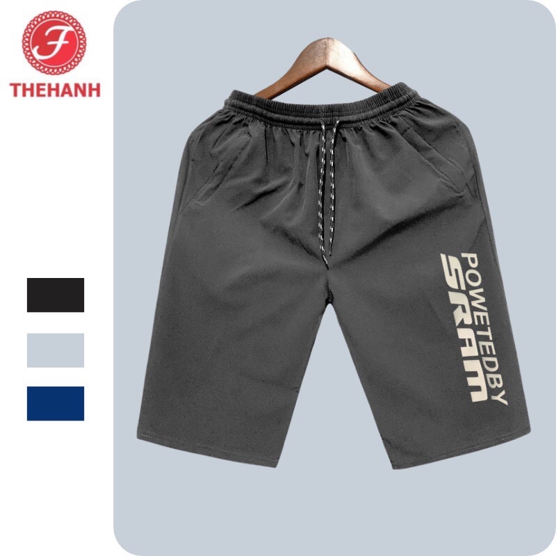Quần ngố nam thể thao in logo phản quang QN01 - quần short nam vải gió dãn mềm mịn TH STORE