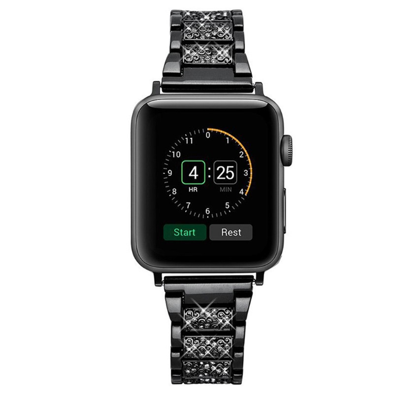 Dây Đồng Hồ Đeo Tay Bằng Hợp Kim Đính Kim Cương Giả Cho Apple Watch