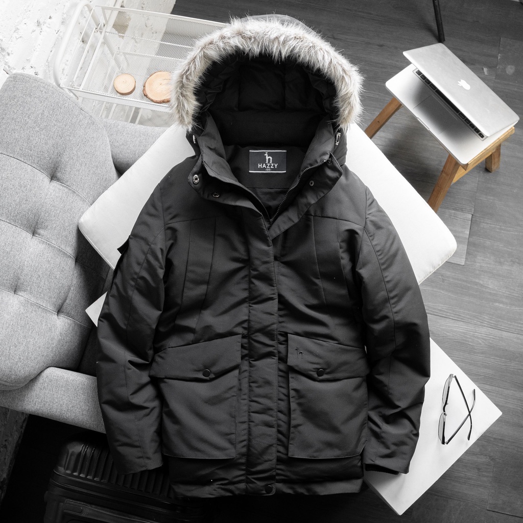 Aó khoác nam Parka Hazzy hàng dư xịn,mũ tháo được,chống gió chống nước