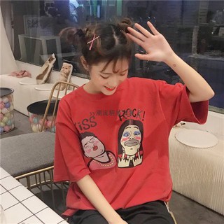 Áo Thun Ulzzang Áo Phông Tay Cộc Ngắn Đỏ Kem Tím Form Rộng Dài Kiểu Dáng Hàn Quốc
