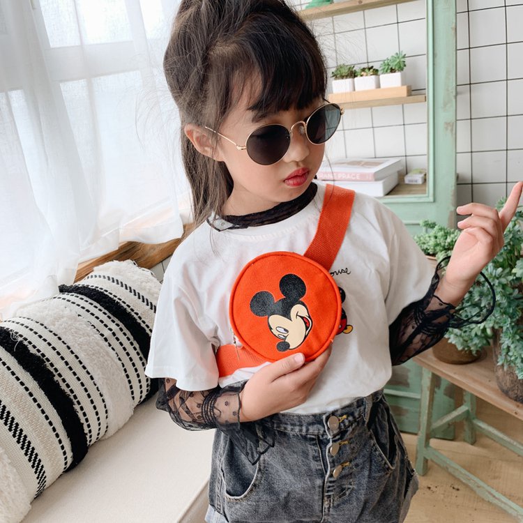 Túi đeo chéo mini vải canvas hình chuột Mickey 2021 thiết kế mùa hè xinh xắn cho bé