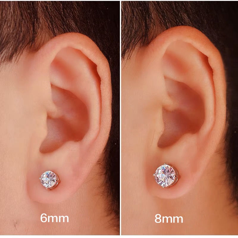 1 Đôi Bông Tai Titan Từ Tính Đính Đá Zircon Đơn Giản Thời Trang Hàn Quốc