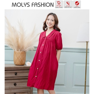 Đầm bầu thiết kế có khóa cho con bú, vắt sữa kín đáo nơi công sở Molys M218 cổ đức không chân đủ size đến 80kg