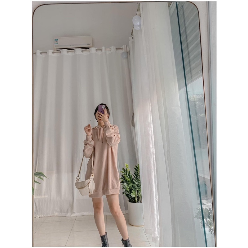 Váy nỉ suông hoodie stra.diva.rius tu.ồ.nn aut.h xịn có mũ tay bo chun trẻ trung,năng động cho nữ
