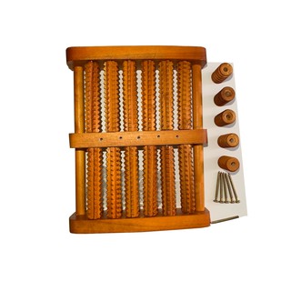 Bàn lăn chân gỗ Massage 6 hàng gỗ cao su tự nhiên, matxa huyệt đạo ( 31 x 24 x 10 cm)