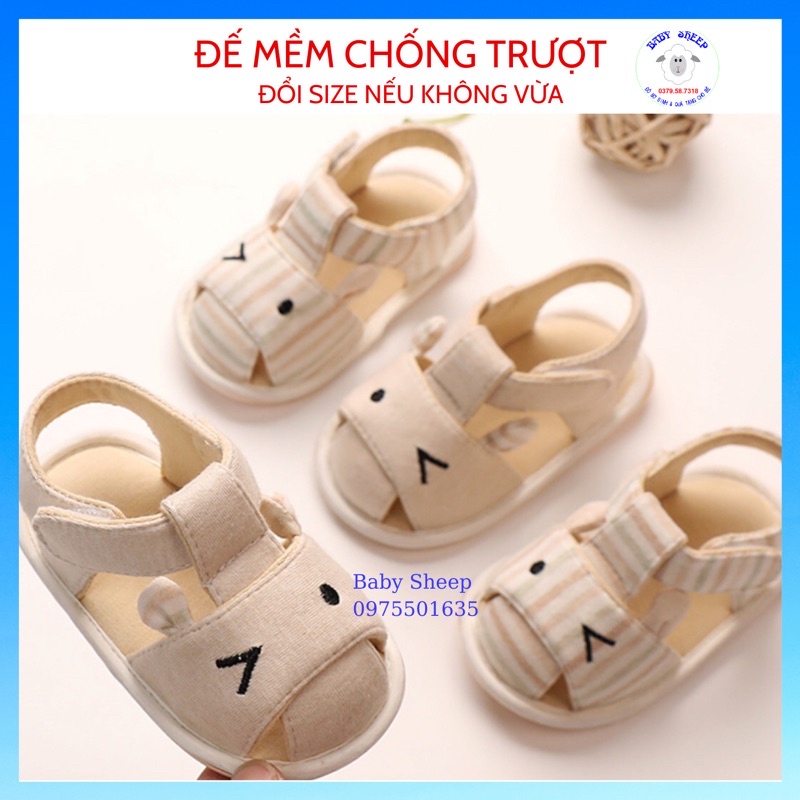 Dép tập đi cho bé 0-18 tháng tuổi chống trơn trượt đính nơ cho bé gái ORGANIC cotton hữu cơ tự nhiên hàng siêu xinh