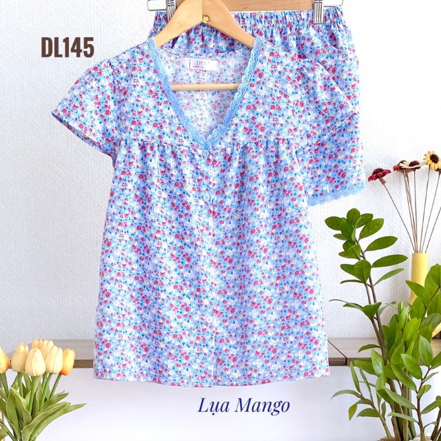 Đồ Bộ Nữ Mặc Nhà LUCKY Ngắn Cổ Tim Xinh Xắn Vải Mềm Mát