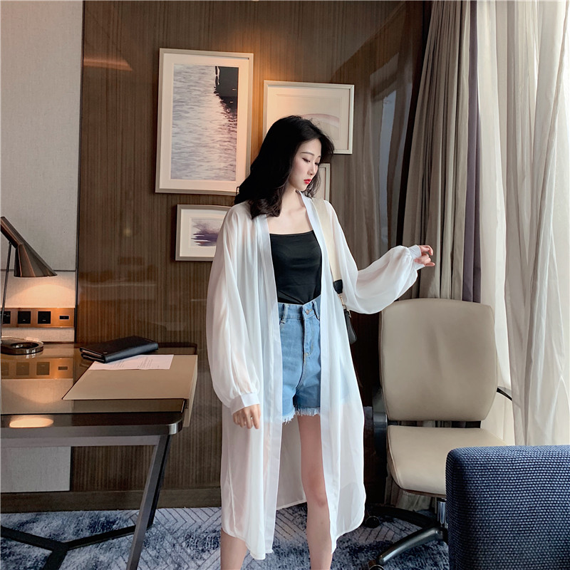 Áo sơ mi voan SUXI dáng dài rộng thời trang mùa hè cho nữ