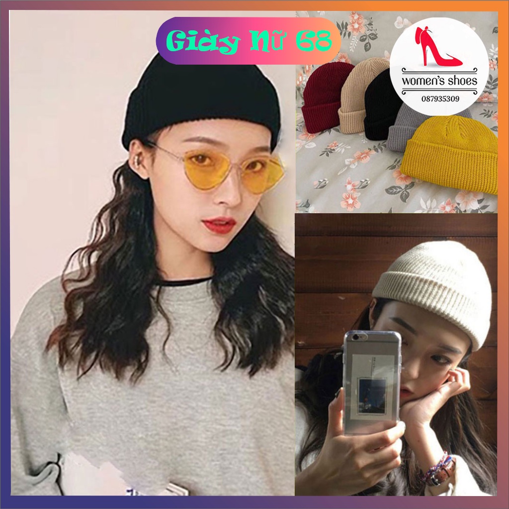 Mũ Len Beanie Trơn Dáng Ngắn 21cm :):););){ Bán Sỉ }