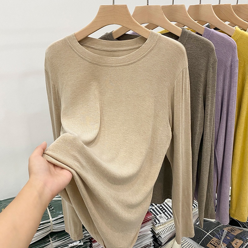 Áo Thun Tay Dài Màu Trơn Mềm Mại Thoải Mái Dễ Phối Đồ 56657