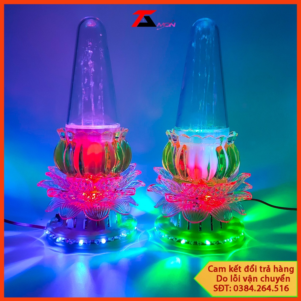 Đèn thờ hoa sen phun nước sáng 7 màu, Để bàn thờ gia tiên, Thờ Phất, Đèn Bàn Thờ Sen Lớn, Đài Sen Tự Đổi Màu