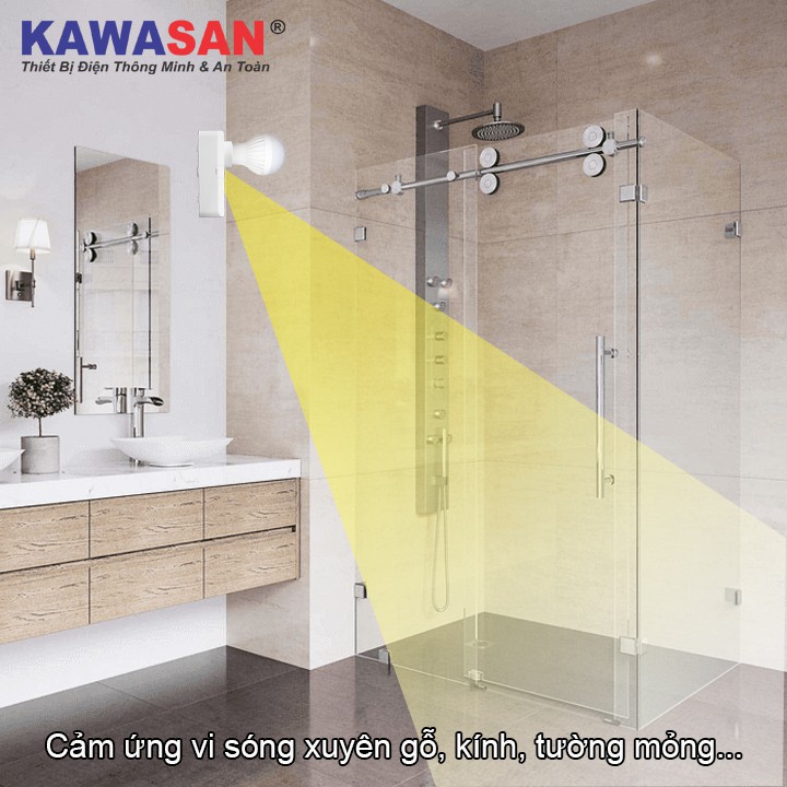 Đui đèn cảm ứng vi sóng Kawasan RS686B ( Có ngõ ra cho đèn, còi phụ)