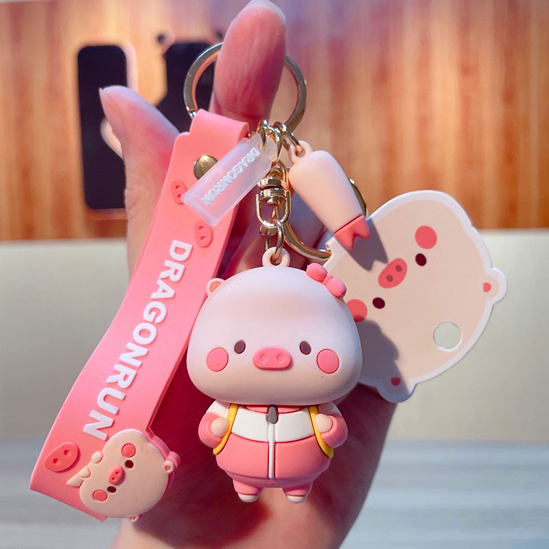 Móc Khóa Nhựa pvc Hình Chú Heo Dễ Thương